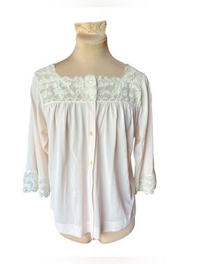 Vintage Colony Club Nylon Nightgown Topper Soft Pink Lace Bed Jacket Size M/L